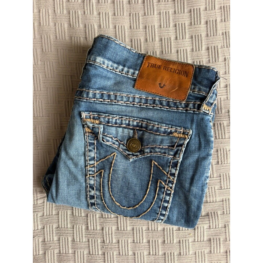True Religion Geno Relaxed Slim Jeans Mens 36 Made In USA Big Stitch Y2K
